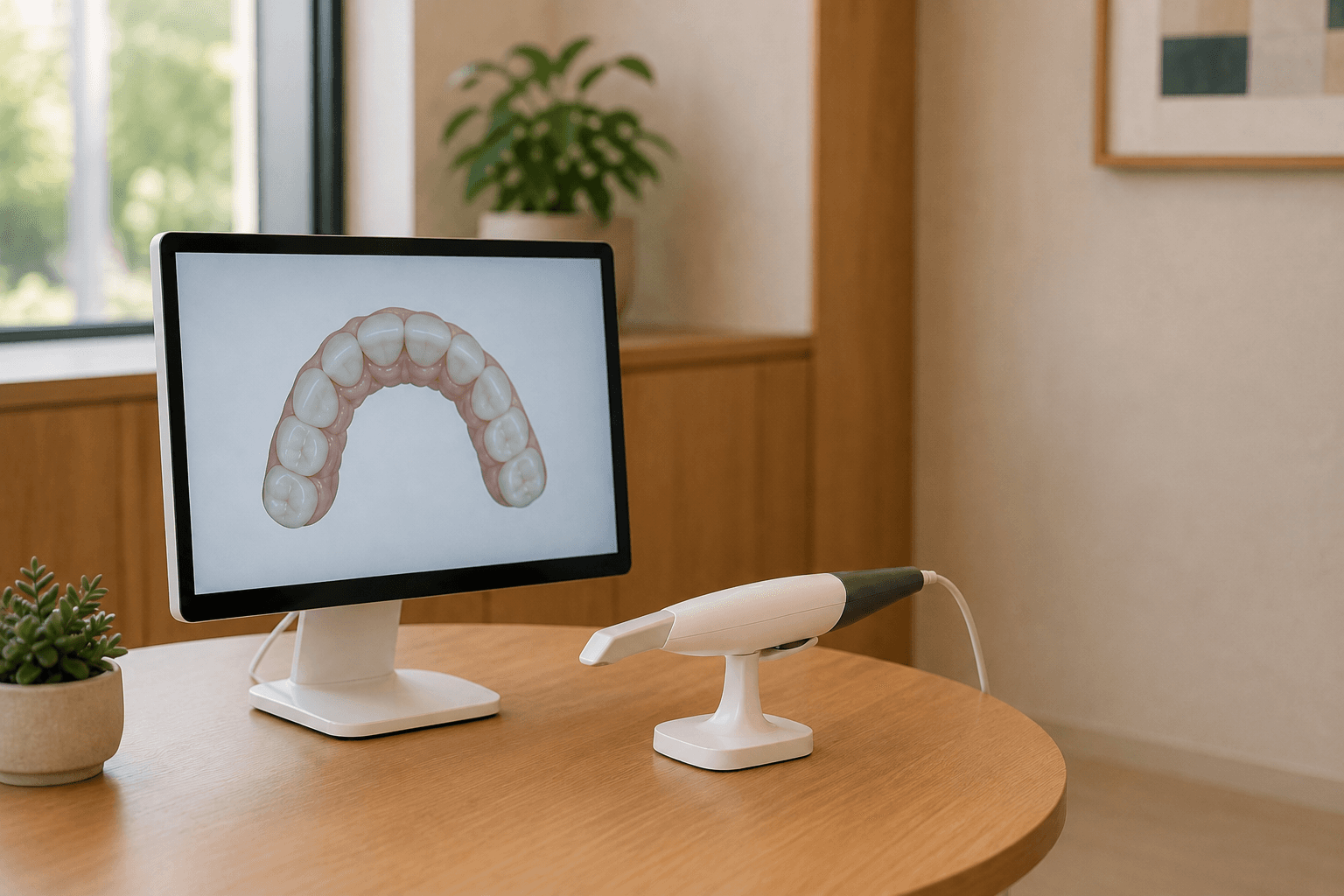 Consultation illustrative de planification orthodontique digitale.