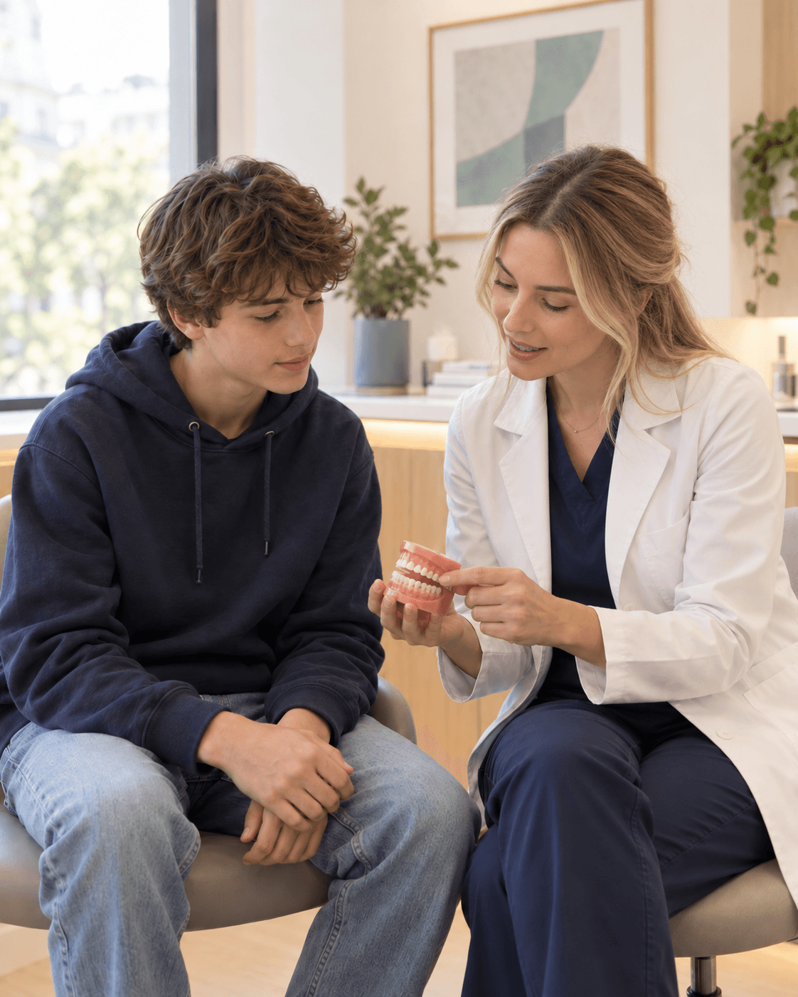 Adolescent en échange avec l’orthodontiste
