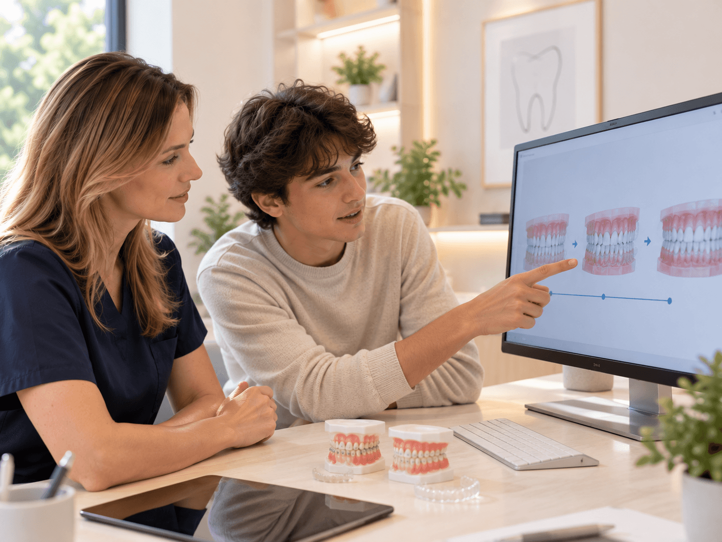 Patient découvrant une simulation d’aligneurs